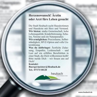 Zeitungsannonce für Ärztesuche in Heubach